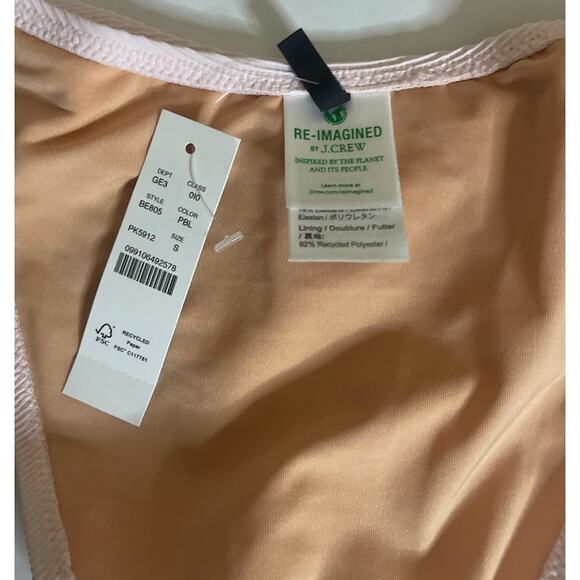 J Crew Pink Ribbed Curved Waist Cheeky Bikini Bottom - Small - Picture 3 of 4